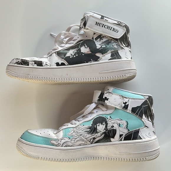 Muichiro Tokito Sneakers Air Mid Anime Mix Manga Demon Slayer Size 8.5 USED - Picture 6 of 16